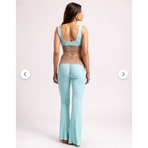 Beach Bunny Set Flare Pants Tank Lace Womens Large Beach Wear Swim Cover - Picture 2 of 8